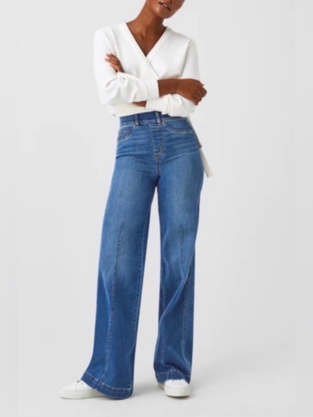 SPANX Seamed Front Wide Leg Pull on jeans